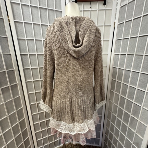 Axcess, Woman, Dress Style Sweater, Brown, Sz XL,Woven Cotton,Hood,Long Sleeve.! - Picture 5 of 12
